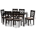Baxton Studio Verner Modern and Contemporary Sand Fabric Upholstered Dark Brown Finished 7-Piece Wood Dining Set - RH330C-Sand/Dark Brown-7PC Dining Set