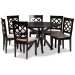 Baxton Studio Jana Modern and Contemporary Sand Fabric Upholstered and Dark Brown Finished Wood 7-Piece Dining Set