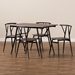 Baxton Studio Ciara Modern and Contemporary Walnut Finished Wood and Black Metal 5-Piece Dining Set - LY-N0285-5PC Dining Set