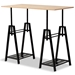 Baxton Studio Mary Modern and Industrial Light Oak Finished Wood and Black Metal Height Adjustable Desk - LY-N0678-Desk