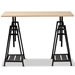 Baxton Studio Mary Modern and Industrial Light Oak Finished Wood and Black Metal Height Adjustable Desk - LY-N0678-Desk