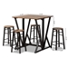 Baxton Studio Richard Industrial and Rustic Walnut Finished Wood and Black Metal 5-Piece Pub Set with Extendable Tabletop - LY-N0615-5PC Pub Set