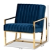 Baxton Studio Janelle Luxe and Glam Royal Blue Velvet Fabric Upholstered and Gold Finished Living Room Accent Chair - TSF-7754D-Royal Blue/Gold-CC