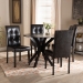 Baxton Studio Marie Modern and Contemporary Dark Brown Faux Leather Upholstered and Dark brown Finished Wood 5-Piece Dining Set - Marie-Dark Brown-5PC Dining Set