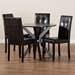 Baxton Studio Marie Modern and Contemporary Dark Brown Faux Leather Upholstered and Dark brown Finished Wood 5-Piece Dining Set - Marie-Dark Brown-5PC Dining Set