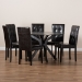 Baxton Studio Marie Modern and Contemporary Dark Brown Faux Leather Upholstered and Dark brown Finished Wood 7-Piece Dining Set - Marie-Dark Brown-7PC Dining Set