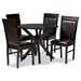Baxton Studio Jeane Modern and Contemporary Dark Brown Faux Leather Upholstered and Dark Brown Finished Wood 5-Piece Dining Set
