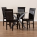 Baxton Studio Jeane Modern and Contemporary Dark Brown Faux Leather Upholstered and Dark Brown Finished Wood 5-Piece Dining Set - Jeane-Dark Brown-5PC Dining Set