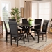 Baxton Studio Jeane Modern and Contemporary Dark Brown Faux Leather Upholstered and Dark Brown Finished Wood 7-Piece Dining Set - Jeane-Dark Brown-7PC Dining Set
