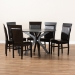 Baxton Studio Jeane Modern and Contemporary Dark Brown Faux Leather Upholstered and Dark Brown Finished Wood 7-Piece Dining Set - Jeane-Dark Brown-7PC Dining Set