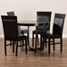 Baxton Studio Irma Modern and Contemporary Dark Brown Faux Leather Upholstered and Dark Brown Finished Wood 5-Piece Dining Set - Irma-Dark Brown-5PC Dining Set