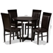 Baxton Studio Irma Modern and Contemporary Dark Brown Faux Leather Upholstered and Dark Brown Finished Wood 5-Piece Dining Set - Irma-Dark Brown-5PC Dining Set