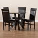 Baxton Studio Nada Modern and Contemporary Dark Brown Faux Leather Upholstered and Dark Brown Finished Wood 5-Piece Dining Set - Nada-Dark Brown-5PC Dining Set