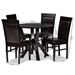 Baxton Studio Nada Modern and Contemporary Dark Brown Faux Leather Upholstered and Dark Brown Finished Wood 5-Piece Dining Set - Nada-Dark Brown-5PC Dining Set