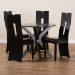 Baxton Studio Cian Modern and Contemporary Dark Brown Faux Leather Upholstered and Dark Brown Finished Wood 5-Piece Dining Set - Cian-Dark Brown-5PC Dining Set
