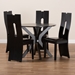 Baxton Studio Cian Modern and Contemporary Dark Brown Faux Leather Upholstered and Dark Brown Finished Wood 5-Piece Dining Set - Cian-Dark Brown-5PC Dining Set