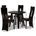 Baxton Studio Torin Modern and Contemporary Dark Brown Faux Leather Upholstered and Dark Brown Finished Wood 5-Piece Dining Set - Torin-Dark Brown-5PC Dining Set