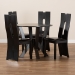 Baxton Studio Senan Modern and Contemporary Dark Brown Faux Leather Upholstered and Dark Brown Finished Wood 5-Piece Dining Set - Senan-Dark Brown-5PC Dining Set
