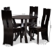 Baxton Studio Senan Modern and Contemporary Dark Brown Faux Leather Upholstered and Dark Brown Finished Wood 5-Piece Dining Set - Senan-Dark Brown-5PC Dining Set