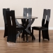 Baxton Studio Ronda Modern and Contemporary Dark Brown Faux Leather Upholstered and Dark Brown Finished Wood 5-Piece Dining Set - Ronda-Dark Brown-5PC Dining Set