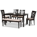 Baxton Studio Minette Modern and contemporary Sand Fabric Upholstered and Dark Brown Finished Wood 6-Piece Dining Set