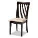 Baxton Studio Minette Modern and contemporary Sand Fabric Upholstered and Dark Brown Finished Wood 6-Piece Dining Set - RH319C-Sand/Dark Brown-6PC Dining Set