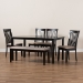 Baxton Studio Minette Modern and contemporary Sand Fabric Upholstered and Dark Brown Finished Wood 6-Piece Dining Set - RH319C-Sand/Dark Brown-6PC Dining Set