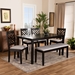Baxton Studio Gustavo Modern and Contemporary Grey Fabric Upholstered and Dark Brown Finished Wood 6-Piece Dining Set - RH317C-Grey/Dark Brown-6PC Dining Set