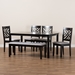 Baxton Studio Gustavo Modern and Contemporary Grey Fabric Upholstered and Dark Brown Finished Wood 6-Piece Dining Set - RH317C-Grey/Dark Brown-6PC Dining Set
