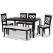Baxton Studio Andor Modern and Contemporary Grey Fabric Upholstered and Dark Brown Finished Wood 6-Piece Dining Set - RH330C-Grey/Dark Brown-6PC Dining Set