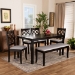 Baxton Studio Andor Modern and Contemporary Grey Fabric Upholstered and Dark Brown Finished Wood 6-Piece Dining Set - RH330C-Grey/Dark Brown-6PC Dining Set