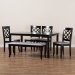 Baxton Studio Andor Modern and Contemporary Grey Fabric Upholstered and Dark Brown Finished Wood 6-Piece Dining Set - RH330C-Grey/Dark Brown-6PC Dining Set
