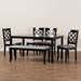 Baxton Studio Andor Modern and Contemporary Grey Fabric Upholstered and Dark Brown Finished Wood 6-Piece Dining Set - RH330C-Grey/Dark Brown-6PC Dining Set