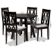 Baxton Studio Imogen Modern and Contemporary Grey Fabric Upholstered and Dark Brown Finished Wood 5-Piece Dining Set - Imogen-Grey/Dark Brown-5PC Dining Set