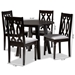 Baxton Studio Imogen Modern and Contemporary Grey Fabric Upholstered and Dark Brown Finished Wood 5-Piece Dining Set - Imogen-Grey/Dark Brown-5PC Dining Set