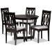 Baxton Studio Julie Modern and Contemporary Grey Fabric Upholstered and Dark Brown Finished Wood 5-Piece Dining Set