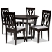 Baxton Studio Julie Modern and Contemporary Grey Fabric Upholstered and Dark Brown Finished Wood 5-Piece Dining Set