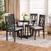 Baxton Studio Julie Modern and Contemporary Grey Fabric Upholstered and Dark Brown Finished Wood 5-Piece Dining Set - Julie-Grey/Dark Brown-5PC Dining Set
