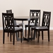 Baxton Studio Julie Modern and Contemporary Grey Fabric Upholstered and Dark Brown Finished Wood 5-Piece Dining Set - Julie-Grey/Dark Brown-5PC Dining Set