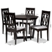 Baxton Studio Julie Modern and Contemporary Grey Fabric Upholstered and Dark Brown Finished Wood 5-Piece Dining Set - Julie-Grey/Dark Brown-5PC Dining Set
