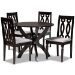 Baxton Studio Mona Modern and Contemporary Grey Fabric Upholstered and Dark Brown Finished Wood 5-Piece Dining Set