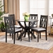 Baxton Studio Mona Modern and Contemporary Grey Fabric Upholstered and Dark Brown Finished Wood 5-Piece Dining Set - Mona-Grey/Dark Brown-5PC Dining Set