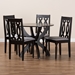 Baxton Studio Mona Modern and Contemporary Grey Fabric Upholstered and Dark Brown Finished Wood 5-Piece Dining Set - Mona-Grey/Dark Brown-5PC Dining Set