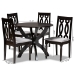 Baxton Studio Mona Modern and Contemporary Grey Fabric Upholstered and Dark Brown Finished Wood 5-Piece Dining Set - Mona-Grey/Dark Brown-5PC Dining Set