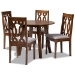 Baxton Studio Pia Modern and Contemporary Grey Fabric Upholstered and Walnut Brown Finished Wood 5-Piece Dining Set