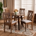 Baxton Studio Pia Modern and Contemporary Grey Fabric Upholstered and Walnut Brown Finished Wood 5-Piece Dining Set - Pia-Grey/Walnut-5PC Dining Set