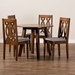 Baxton Studio Pia Modern and Contemporary Grey Fabric Upholstered and Walnut Brown Finished Wood 5-Piece Dining Set - Pia-Grey/Walnut-5PC Dining Set