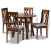 Baxton Studio Pia Modern and Contemporary Grey Fabric Upholstered and Walnut Brown Finished Wood 5-Piece Dining Set - Pia-Grey/Walnut-5PC Dining Set
