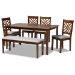 Baxton Studio Gustavo Modern and Contemporary Grey Fabric Upholstered and Walnut Brown Finished Wood 6-Piece Dining Set
