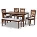 Baxton Studio Gustavo Modern and Contemporary Grey Fabric Upholstered and Walnut Brown Finished Wood 6-Piece Dining Set - RH317C-Grey/Walnut-6PC Dining Set